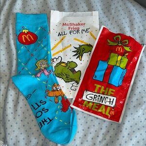 McDonald's Blue Grinch Holiday Socks